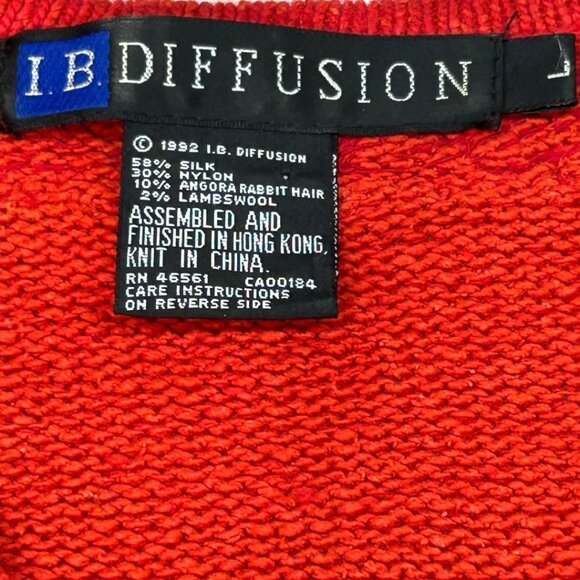 Vintage 1992 Red Knit Sequin Bow Sweater Silk/Nylon/Angora/Lambswool Size Medium - Picture 4 of 8